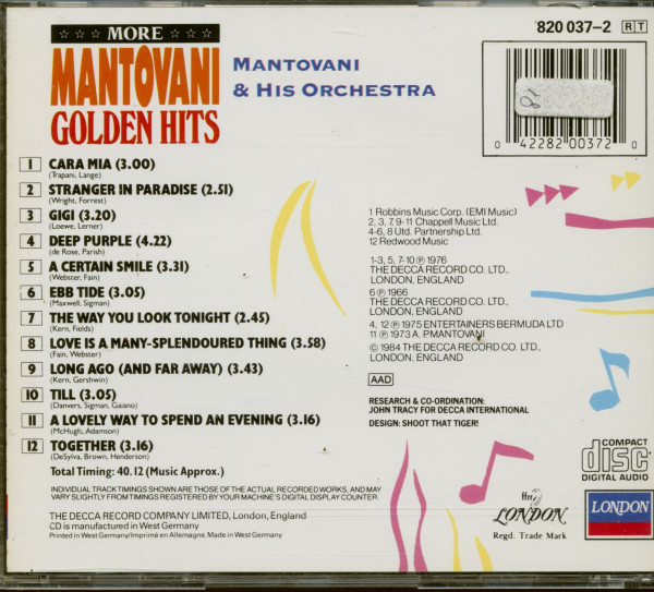 More Mantovani Golden Hits (CD)