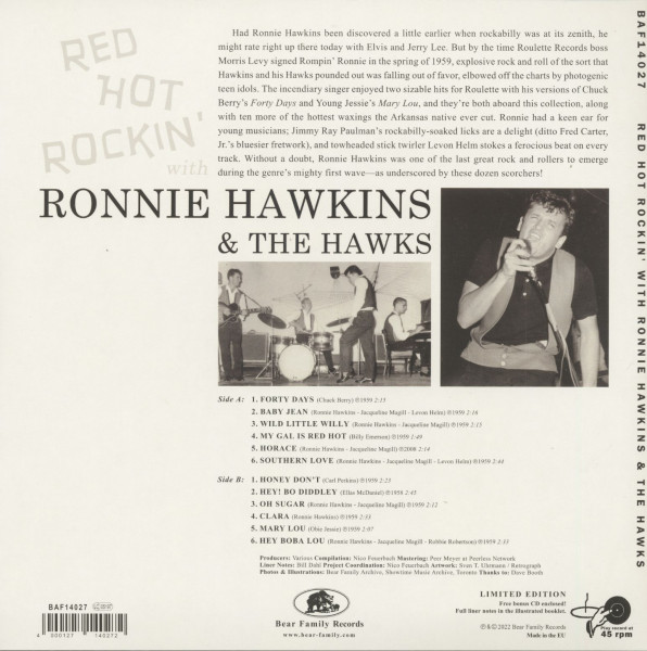 Red Hot Rockin' with Ronnie Hawkins (LP & CD, 10inch, 45rpm)