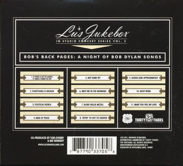 Lu's Jukebox Vol. 3 - Bob's Back Pages - A Night Of Bob Dylan Songs (CD)