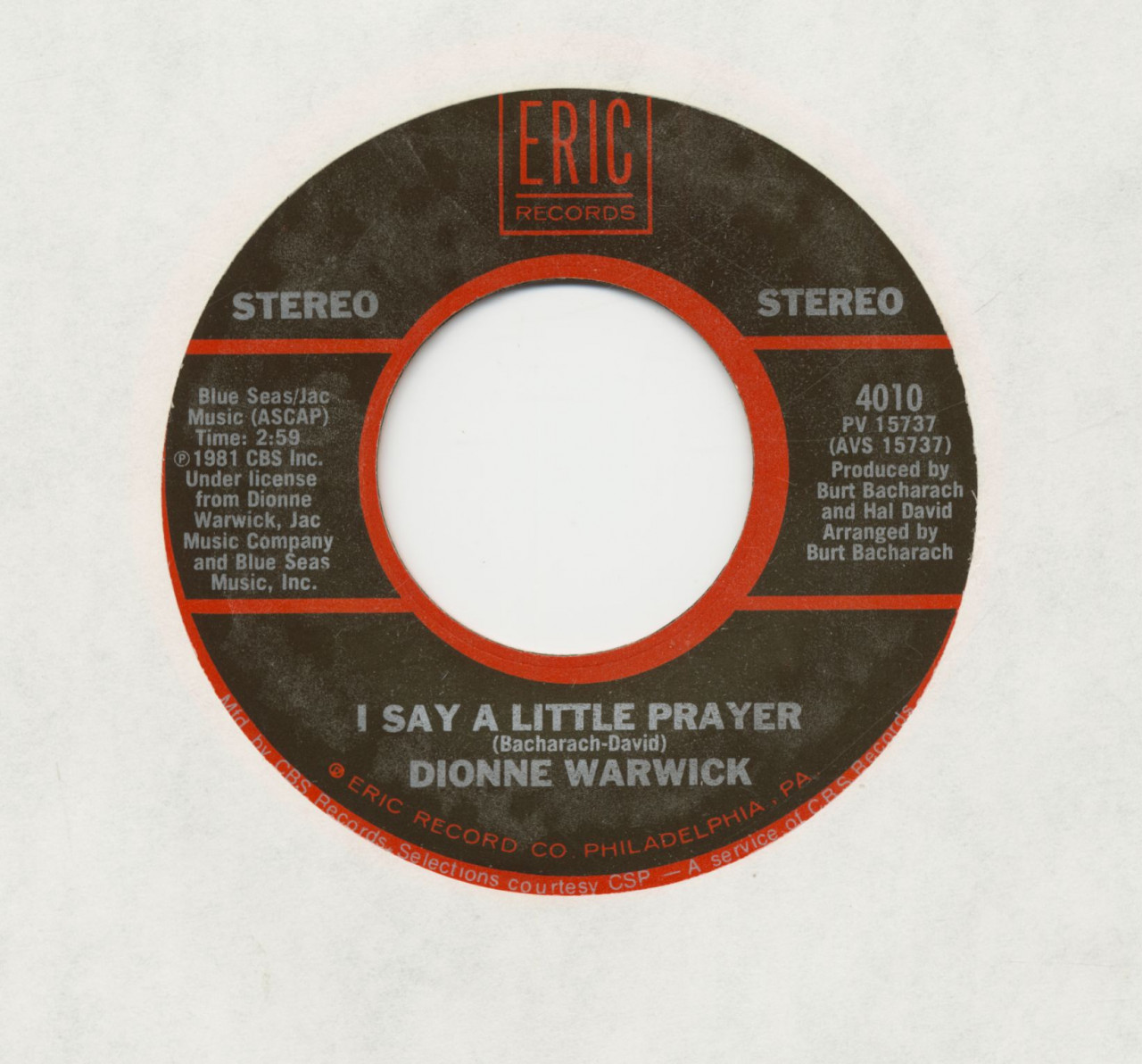 Dionne Warwick - I Say A Little Prayer - (Theme From) Valley Of The Dolls (7inch, 45rpm)