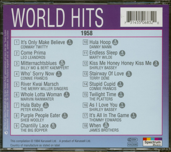 3. Bild von Various: World Hits 1958 (CD)