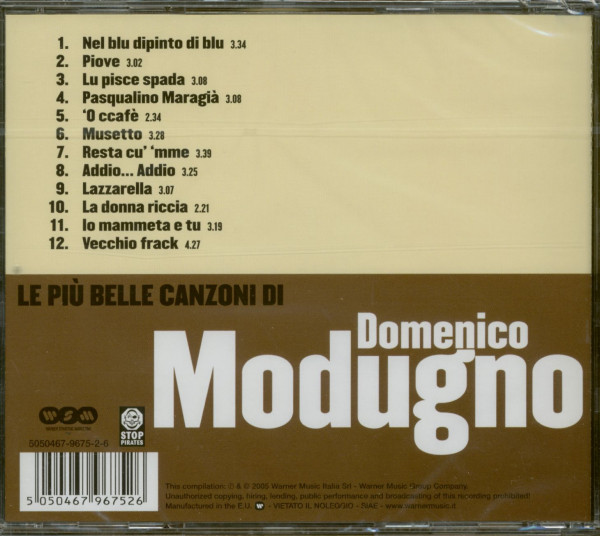 3. Bild von Domenico Modugno: Le Piu' Belle Canzoni Di (CD)