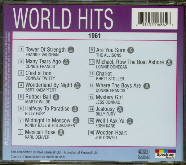 3. Bild von Various: World Hits 1961 (CD)