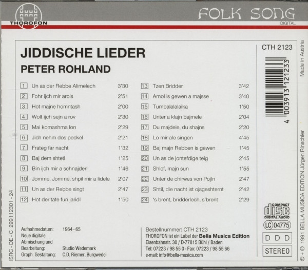Un as der Rebbe singt - Jiddische Lieder (CD)