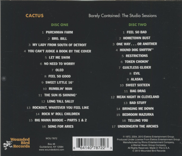 3. Bild von Cactus: Barely Contained - The Studio Sessions (2-CD Set)
