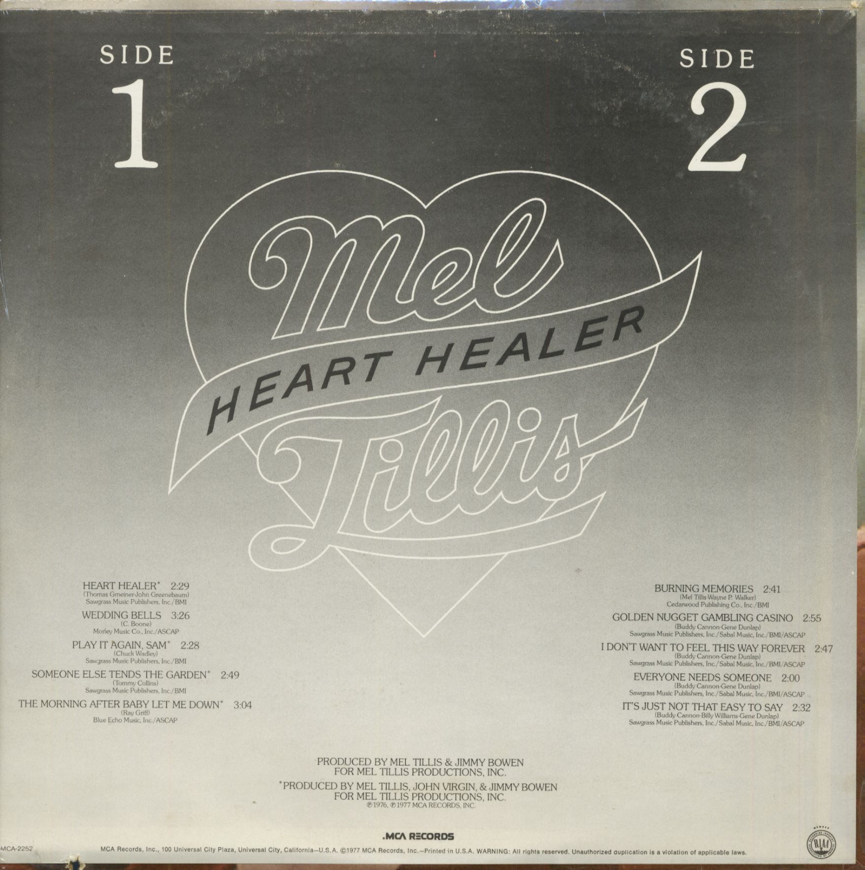 Mel Tillis Lp Heart Healer Lp Cut Out Bear Family Records