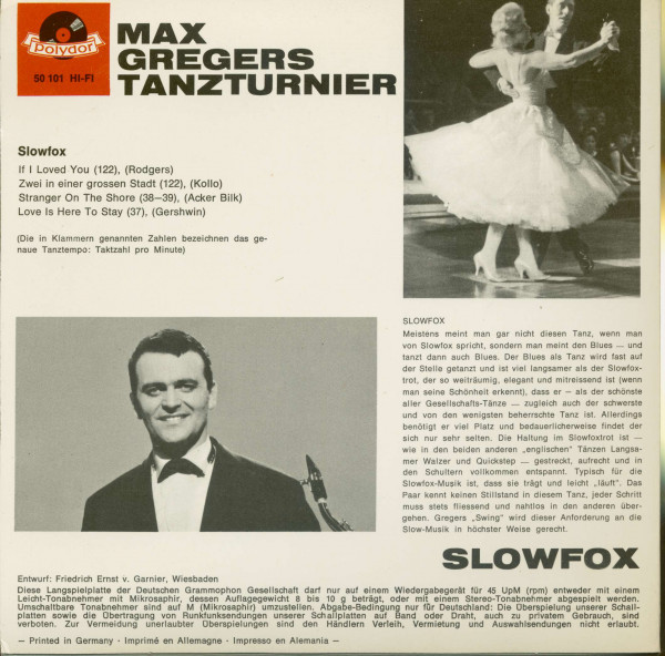Max Gregers Tanz Turnier - Slowfox (7inch, 45rpm, EP, PS)