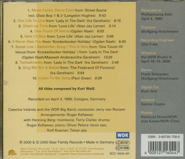 4. Bild von Caterina Valente: Kurt Weill - American Songs (CD)