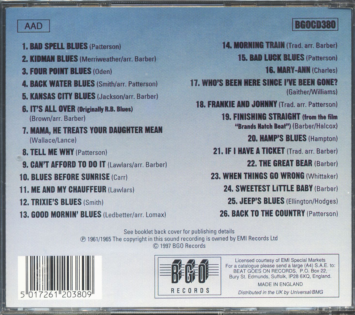Chris Barber CD: Chris Barber's Blues Book Vol.1 - Good Mornin' Blues ...