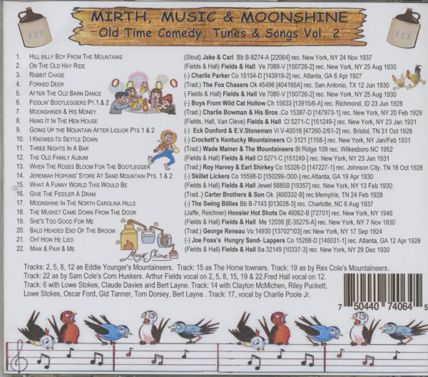 Mirth, Music & Moonshine – Old Time Comedy. Vol 2. (CD)