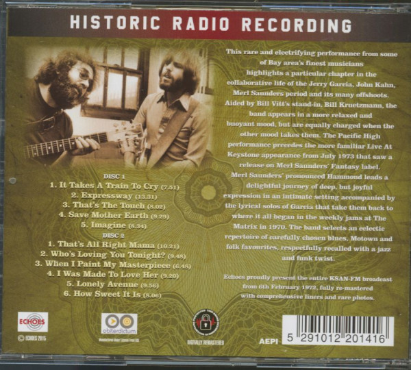 Pacific High Studio, San Francisco, CA, 06-02-72 (2-CD)