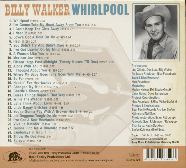 Whirlpool - Gonna Shake This Shack Tonight - Billy Walker (CD)