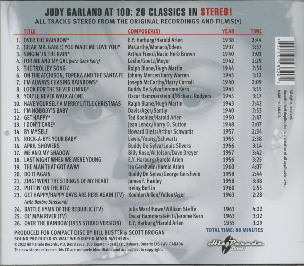 3. Bild von Judy Garland: Judy At 100 - 26 Classics In Stereo (CD)
