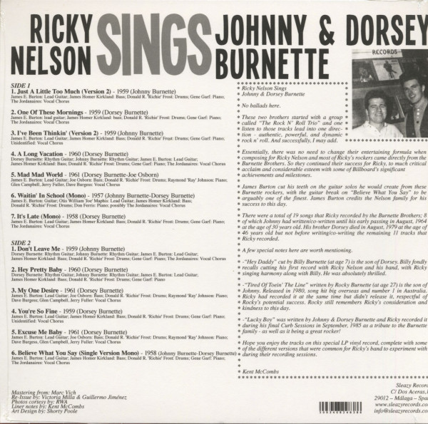 Sings Johnny & Dorsey Burnette (LP, 10inch)