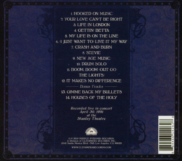 Live In Concert April 30th 1981 - Stanley Theatre, Pittsburg (CD)