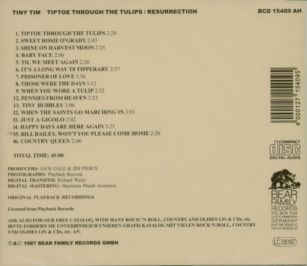 3. Bild von Tiny Tim: Tiptoe Through The Tulips - Resurrection (CD)