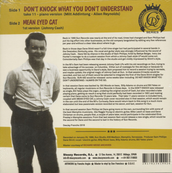 Don't Knock What You Don't Undertstand - Mean Eyed Cat (7inch, 45rpm, PS, BC)