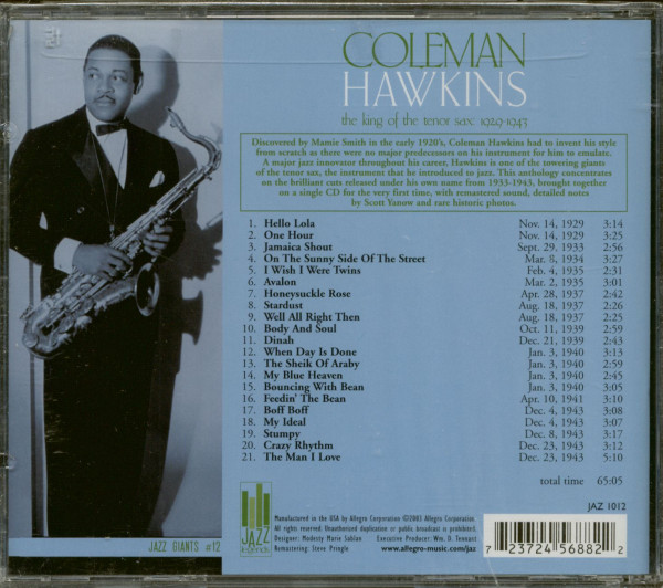 The King Of The Tenor Sax 1929-1943 (CD)