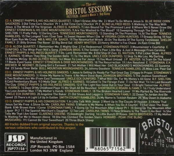 The Bristol Sessions - 1927/1928 Country Music's 'Big Bang' ( 4-CD)