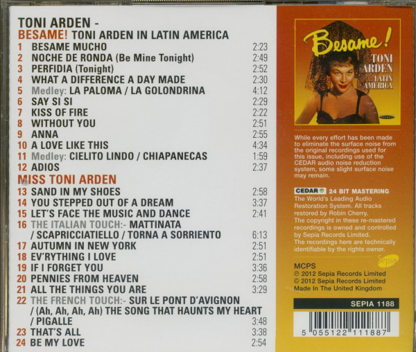 Besame - Toni Arden In Latin America (CD) Besame - Toni Arden In Latin America (CD)