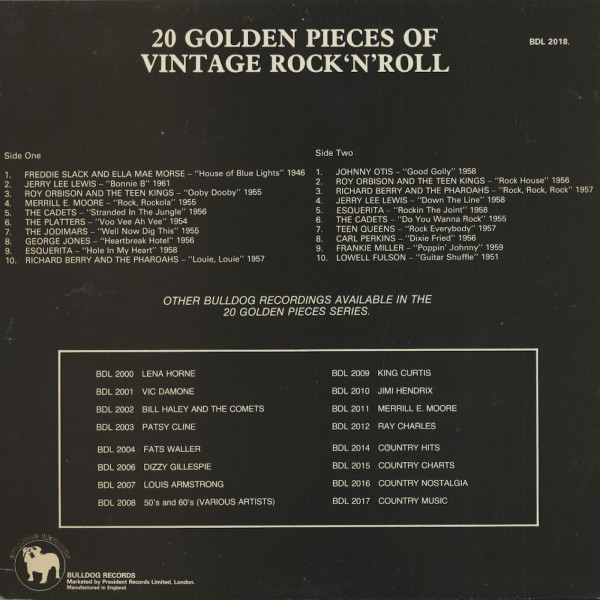 20 Golden Pieces Of Vintage Rock & Roll (LP)
