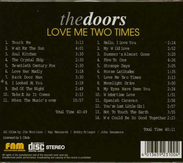 3. Bild von The Doors: Love Me Two Times (2-CD)