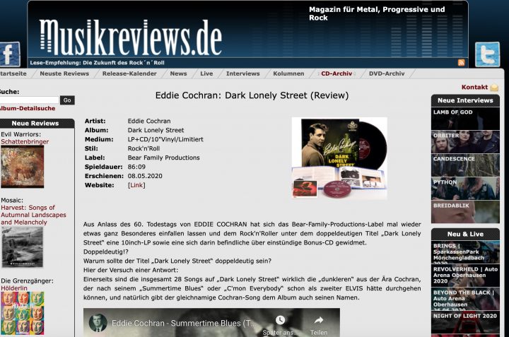 Presse-Archiv-Eddie-Cochran-Dark-Lonely-Street-Commemorative-Album-musikreviews