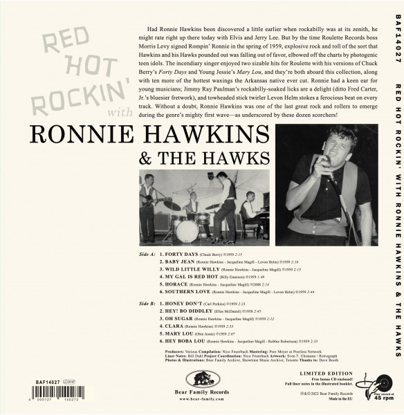 Red Hot Rockin' with Ronnie Hawkins (LP & CD, 10inch, 45rpm)
