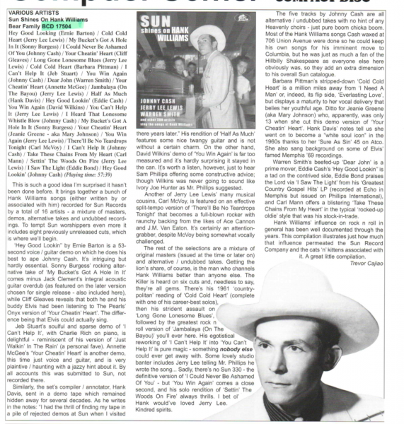 Press-Archives-Various-Artists-Sun-Shines-On-Hank-Williams-Sun-Artists-Sing-The-Songs-Of-Now-did-this