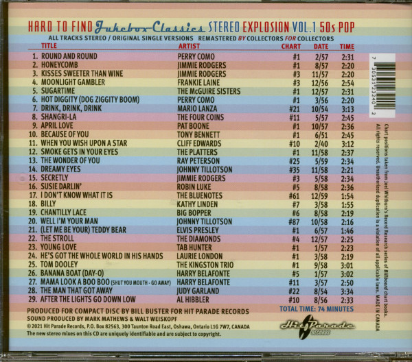 3. Bild von Various - Hard To Find Jukebox Classics: Vol.1 - 50s Pop (CD)