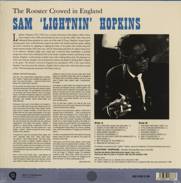 Sam Lightnin' Hopkins The Rooster Crowed In England (LP, 180g Vinyl)