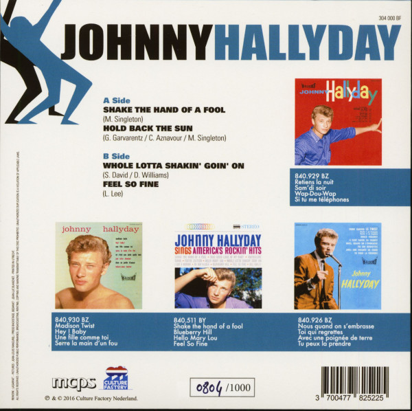 Johnny Hallyday (7inch, EP, 45rpm, PS, SC, Blue Vinyl, Ltd.)