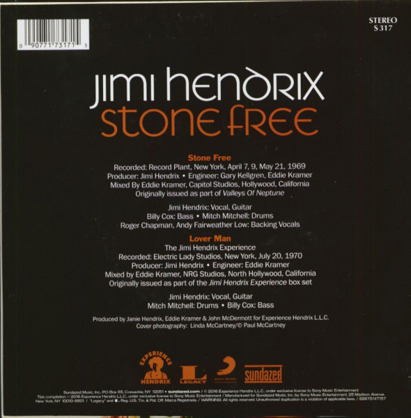 Stone Free - Lover Man (7inch Single, 45rpm, PS, BC)