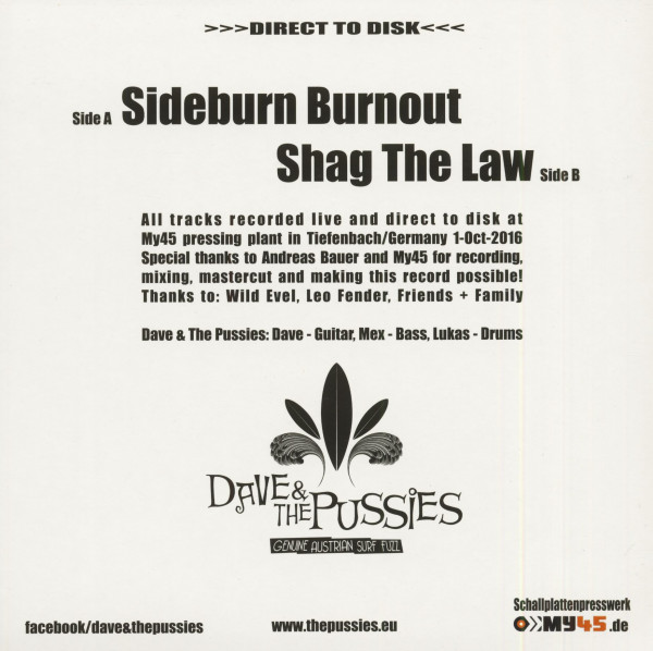 Sideburn Burnout - Shag The Law (7inch, 45rpm, PS, BC)