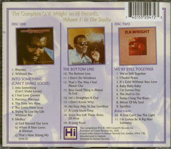 The Complete O.V. Wright On Hi Records Vol.1 - In The Studio (2-CD)