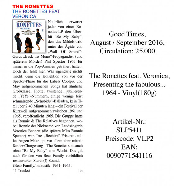 The Ronettes Featuring Veronica (LP, 180g Vinyl)