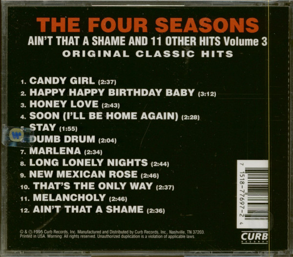 3. Bild von The Four Seasons: Ain´t That A Shame And 11 Other Hits Volume 3 (CD)