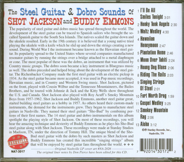 The Steel Guitar & Dobro Sounds Of Shot Jackson & Buddy Emmons (CD)
