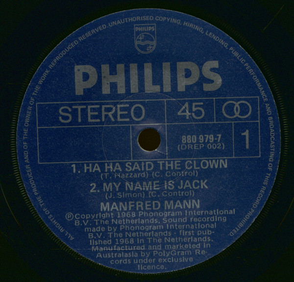 Ha Ha Said The Clown - Australian EP Series (7inch, 45rpm, SC, PS)