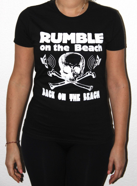 Rumble Girlie Shirt, black, white print, size M