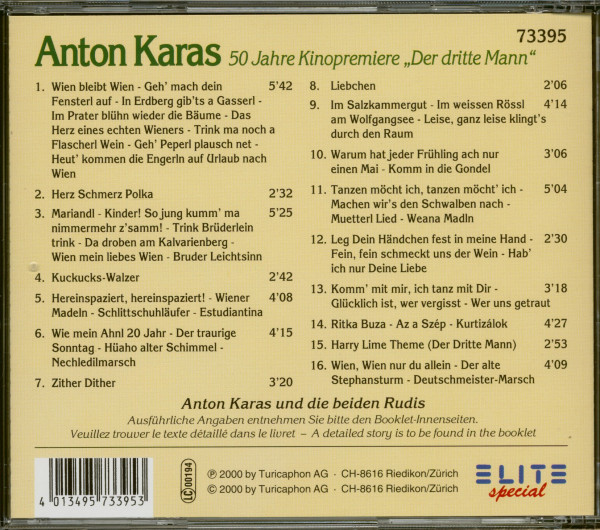 50 Jahre Kinopremiere - Der Dritte Mann - Soundtrack (CD)