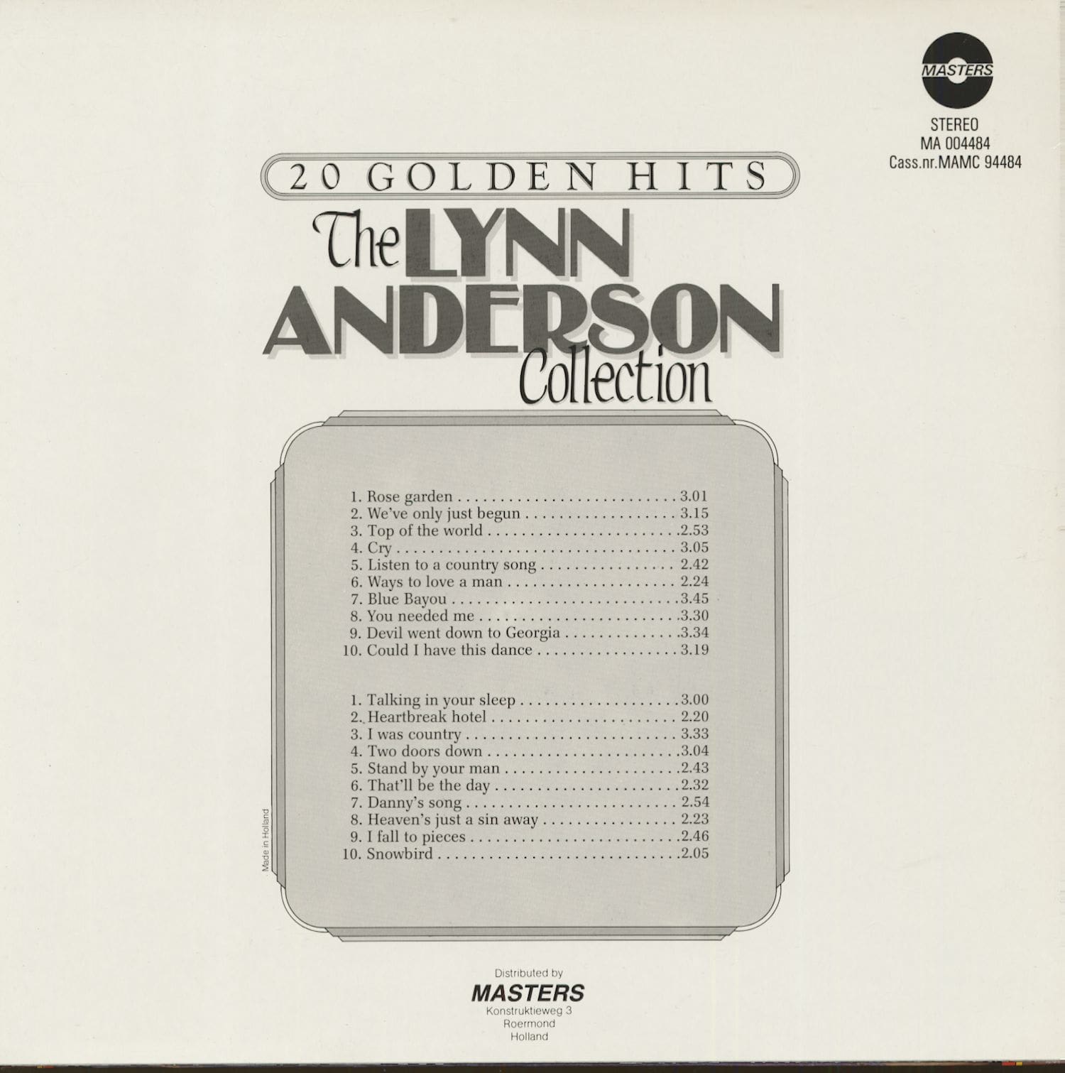 Lynn Anderson 20 Golden Hits The Lynn Anderson Collection Lp
