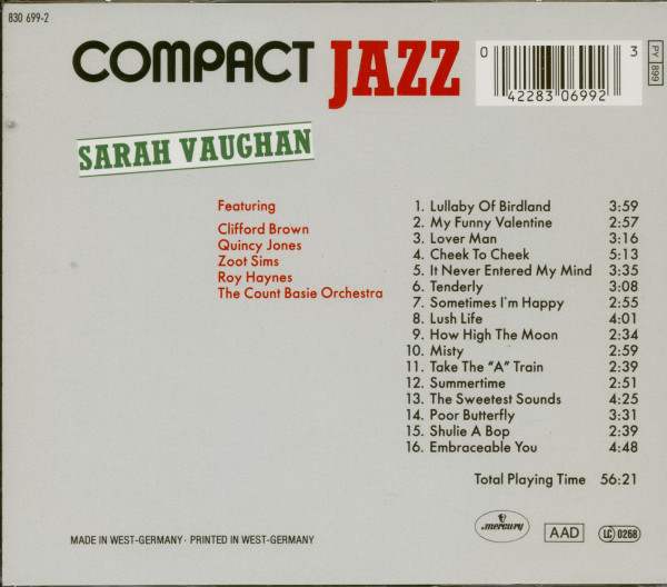 3. Bild von Sarah Vaughan: Compact Jazz (CD)