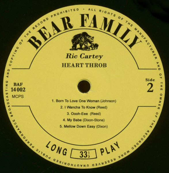 Heart Throb - The Rockin' Sides Of Ric Cartey (LP, 10inch)
