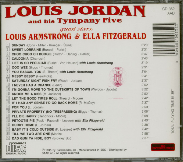Louis Jordan And His Tympany Five - Quest Stars Ella Fitzgerald & Louis Armstrong (CD)