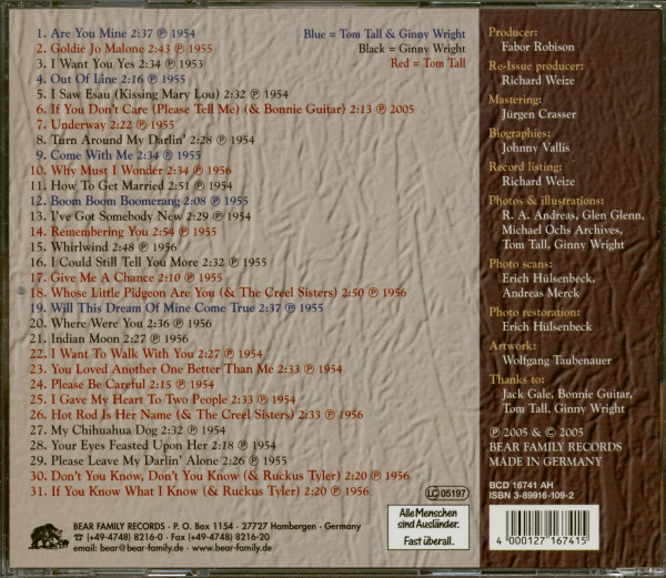 Tom Tall & Ginny Wright - Are You Mine (CD)