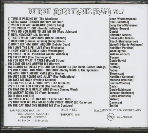 Rare Tracks From Detroit Vol.7 (CD, Ltd.)