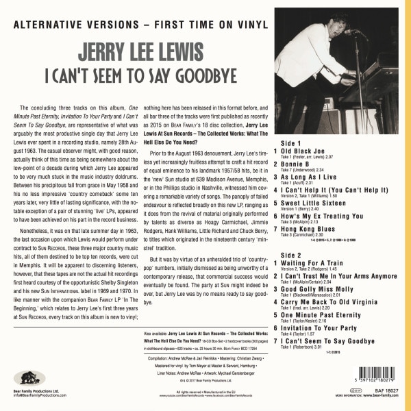 I Can't Seem To Say Goodbye (LP, 180gram Vinyl)