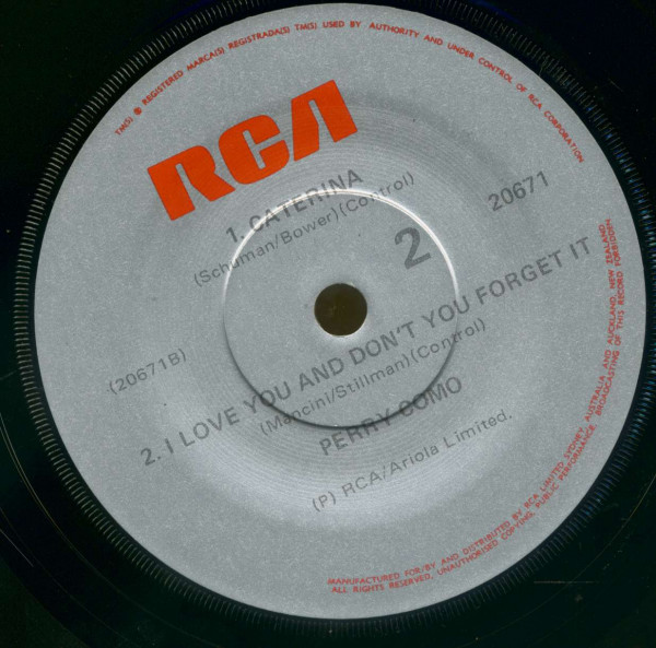 Perry Como - Volume 1. (7inch EP, SC, PS)