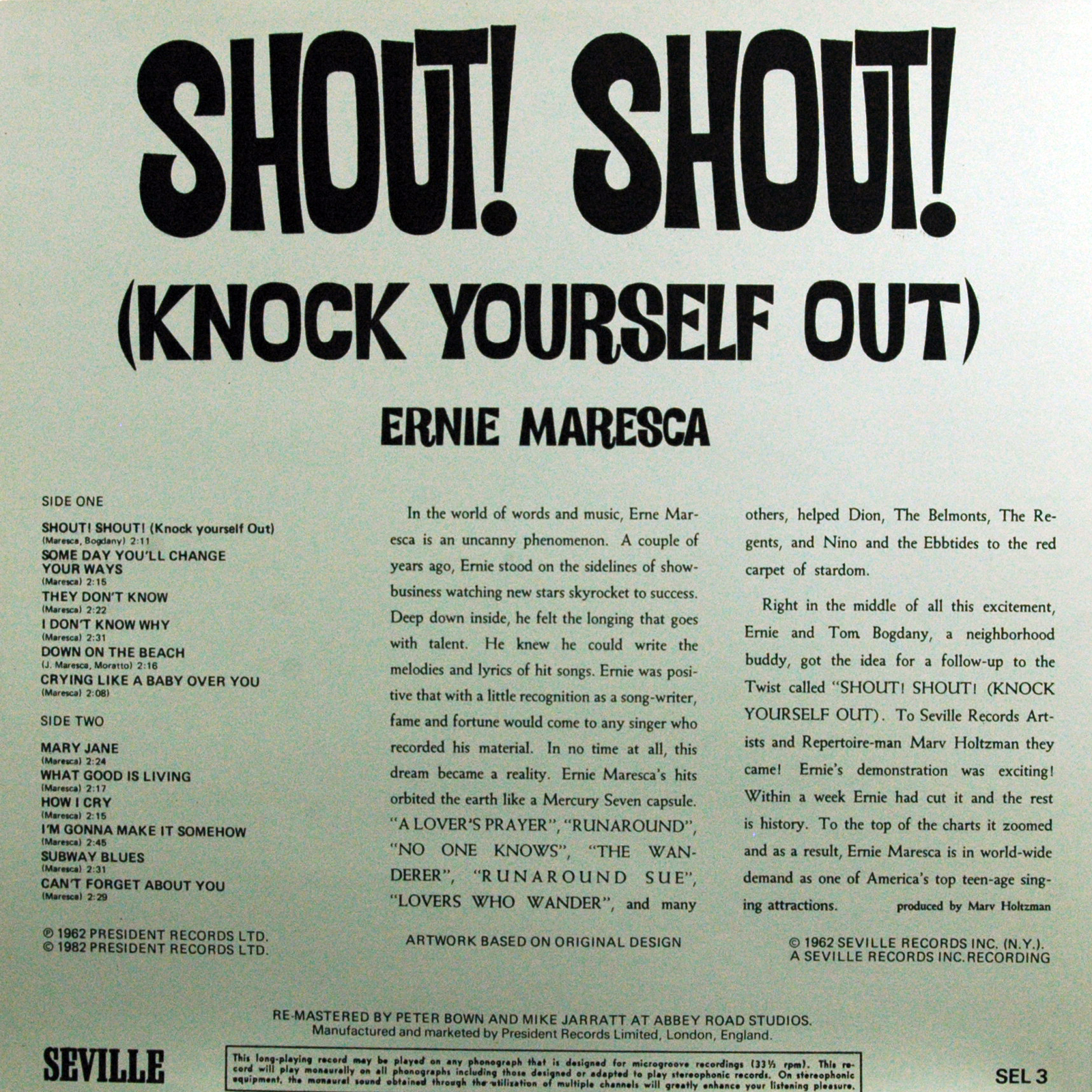 Ernie Maresca LP: Shout! Shout! (Knock Yourself Out) - Bear Family Records